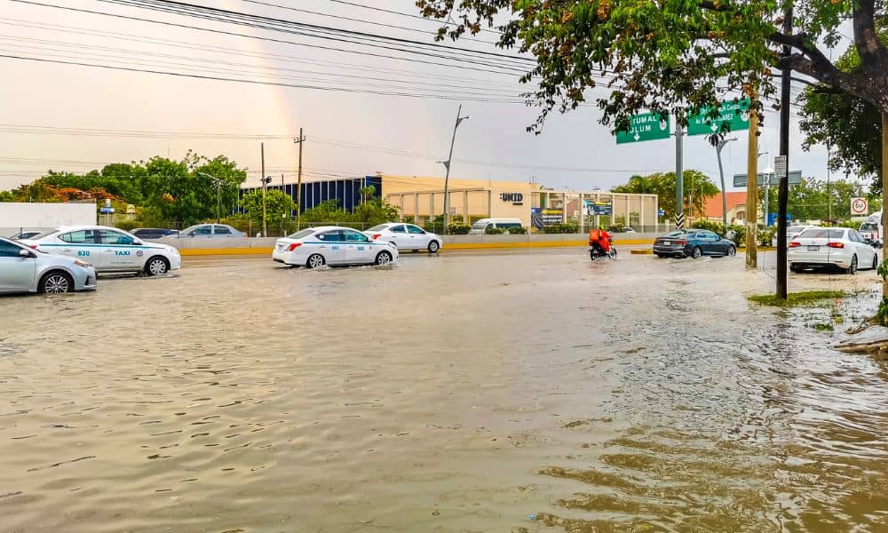 Street flooding after heavy rain, a situation where a homeowner may need an elevation certificate
