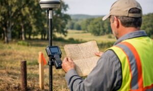 Metes and bounds survey historic property deed - ALTA SURVEY South Carolina Licensed land surveyor using GPS equipment to interpret a historic metes and bounds property deed and locate an older property boundary