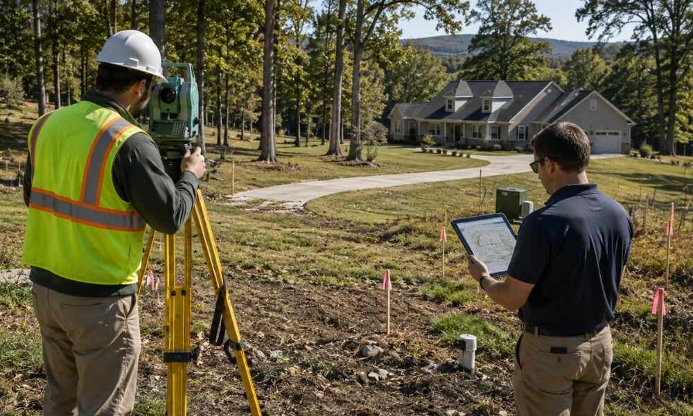 Greenville licensed land surveyor - ALTA SURVEY South Carolina Licensed land surveyor reviewing a Greenville, South Carolina property before construction